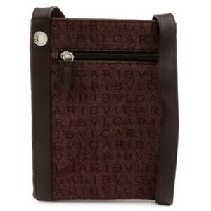 💎✨Beautiful✨💎Authentic BVLGARI Logo Mania Canvas Leather Crossbody Bag